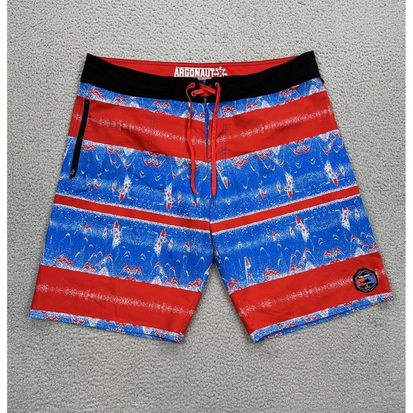 Pelagic Argonaut Board Shorts Men's 40 Red Blue Performance Stretch Fishing - Picture 1 of 7